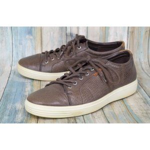 Ecco Soft 7 Men's Brown Leather Perforated Sneakers Size 10 / 10.5 EUR 44